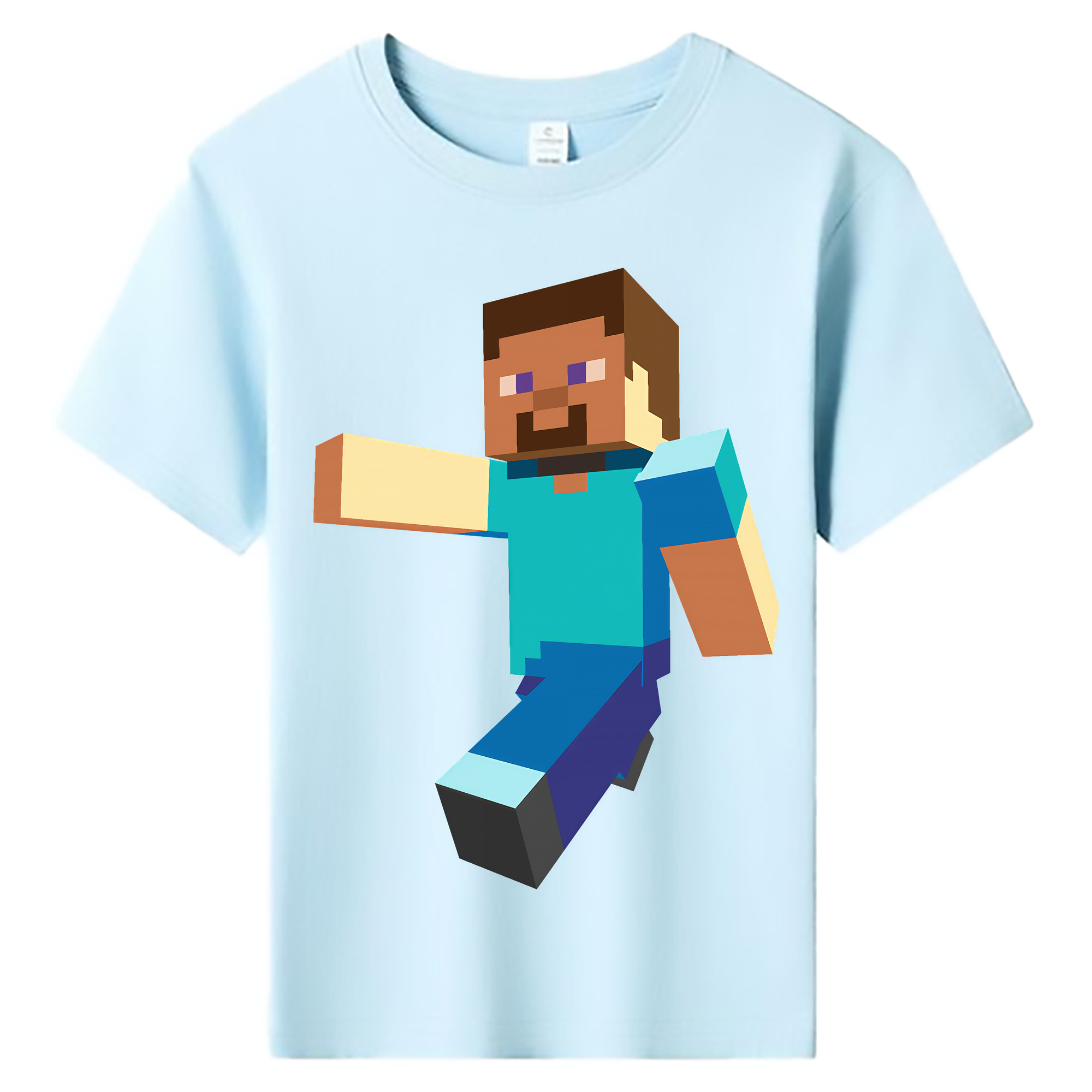 （画像用） マインクラフト ブロックの世界 Minecraft MC Block world 綿100％キッズTシャツ（フロントプリント）